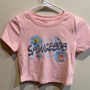 Pink SpongeBob Graphic Crop Top